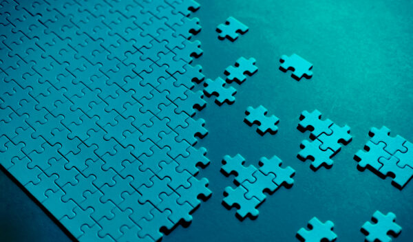 Blue jigsaw puzzle pieces