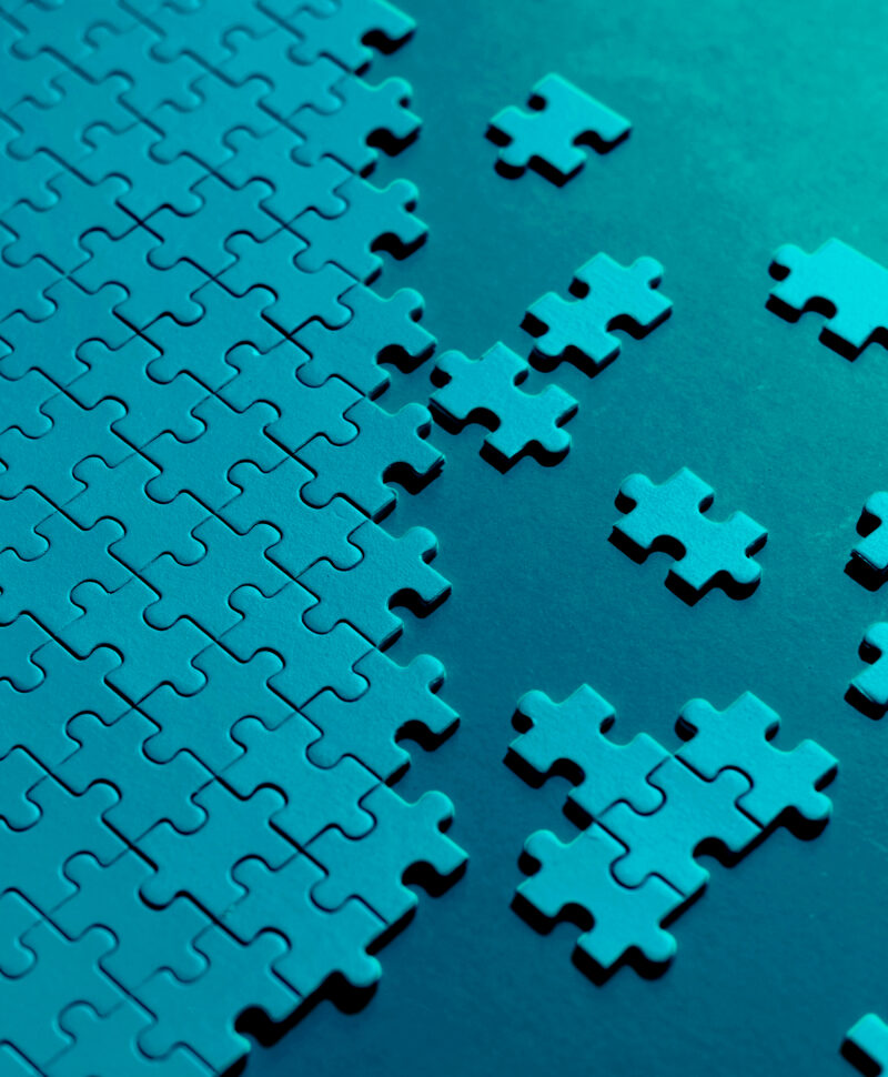 Blue jigsaw puzzle pieces