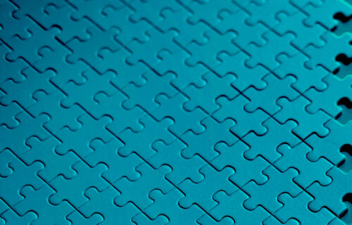 Blue jigsaw puzzle pieces