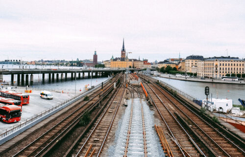 Railway bridge looking towards Stockholm, Sweden